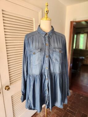 Cato Western Style Tunic Shirt in Blue